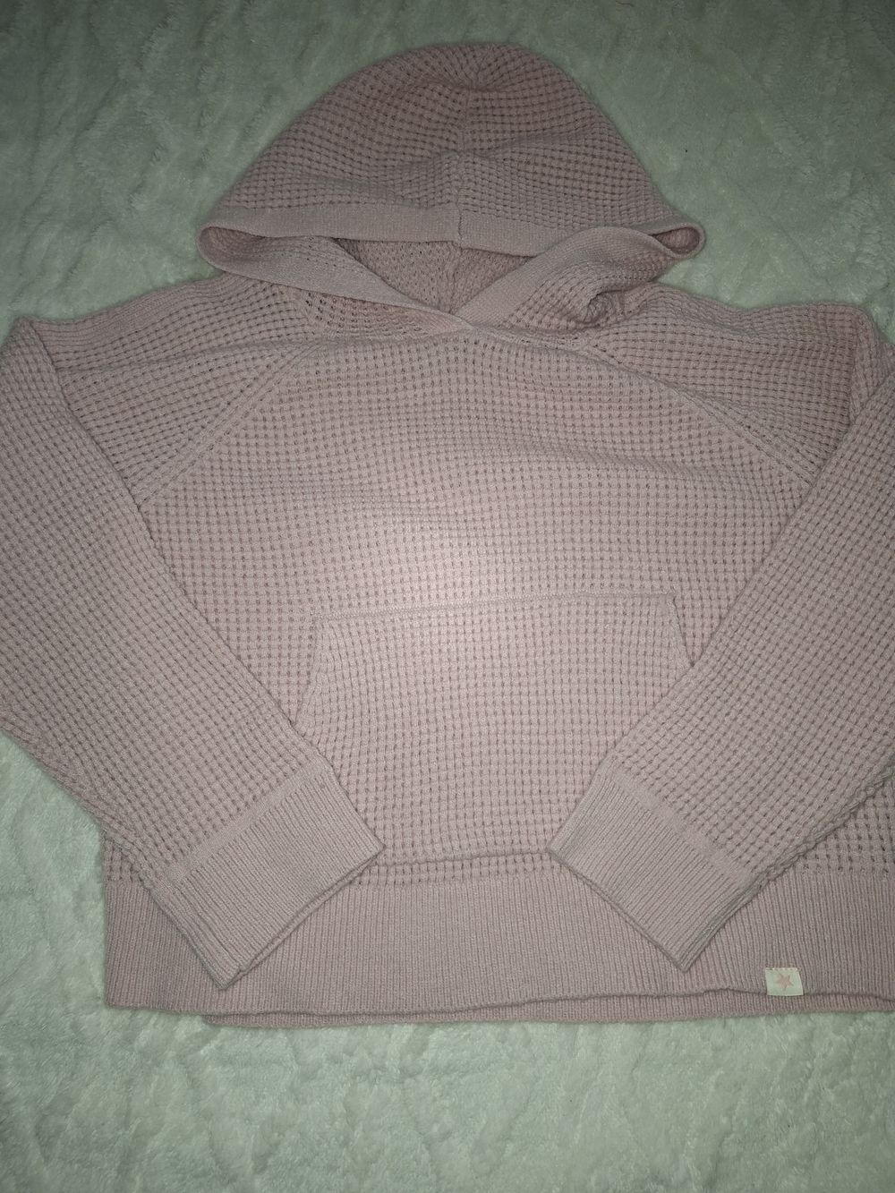 Celebrity Pink Men's Waffle-Knit Hooded Sweater - Light Pink